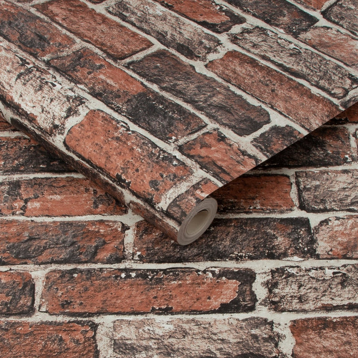 - Fresco Red Brick Wall Effect Wallpaper - 102834 - Decor Warehouse