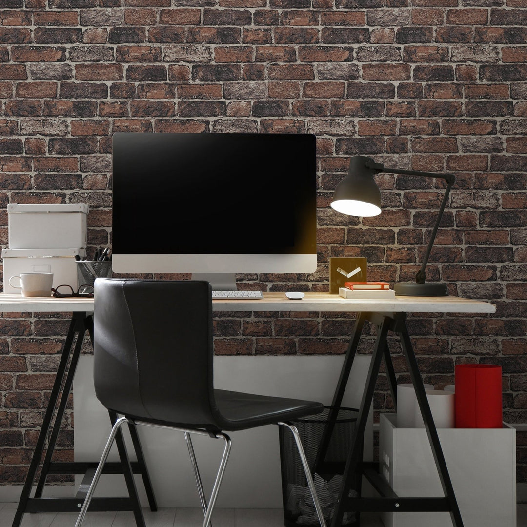 - Fresco Red Brick Wall Effect Wallpaper - 102834 - Decor Warehouse