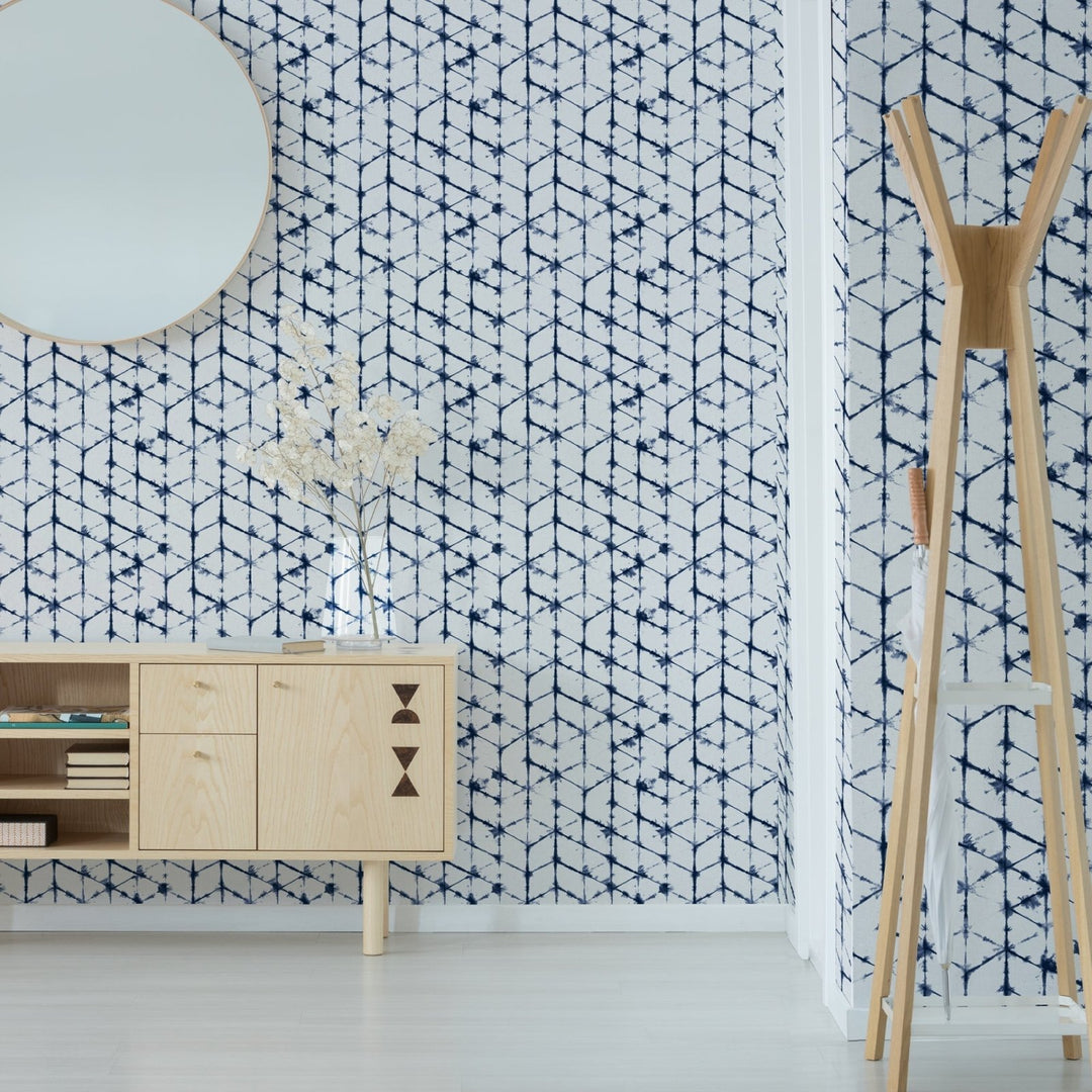 117720-Graham & Brown-Superfresco - Indigo Tie Dye White & Blue Wallpaper-Decor Warehouse