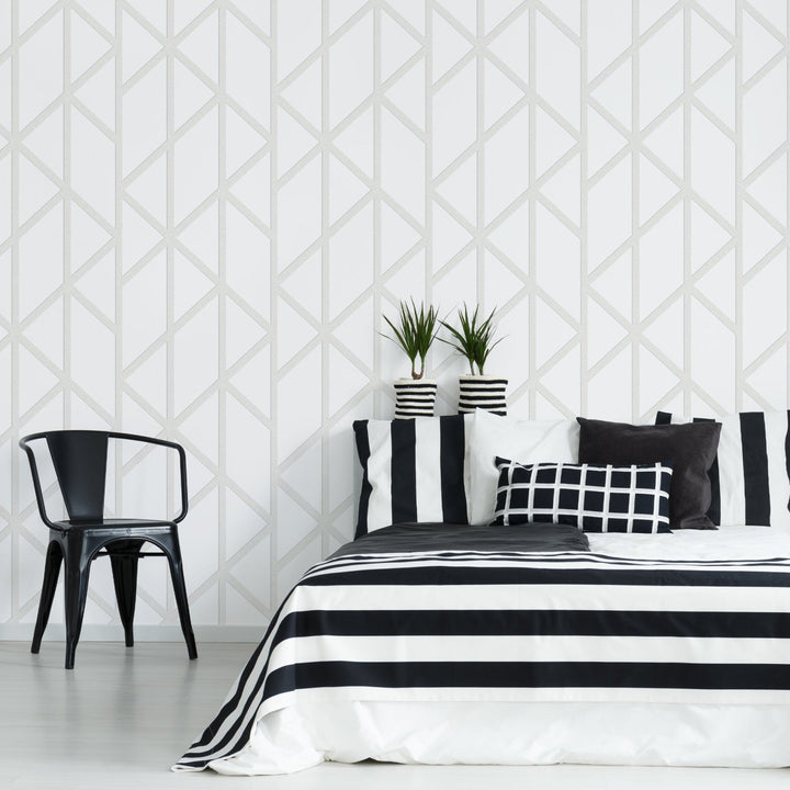 117848-Graham & Brown-Superfresco - Geo Panel White Wallpaper-Decor Warehouse