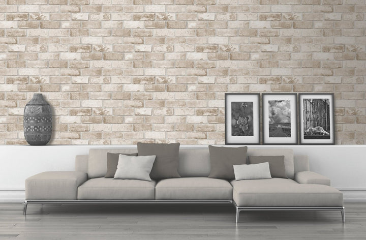 - Glitter Brick Natural Wallpaper - 9805 - Decor Warehouse
