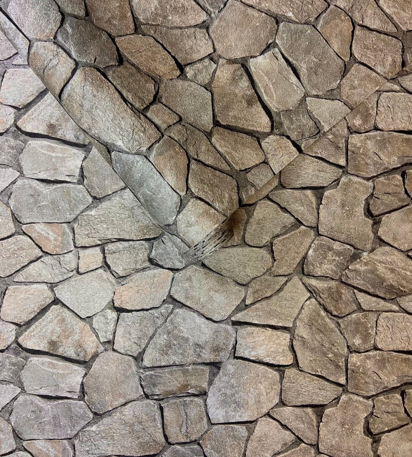 - Grey Cobbled Stone Wall Wallpaper - S53112 - 2 - Decor Warehouse
