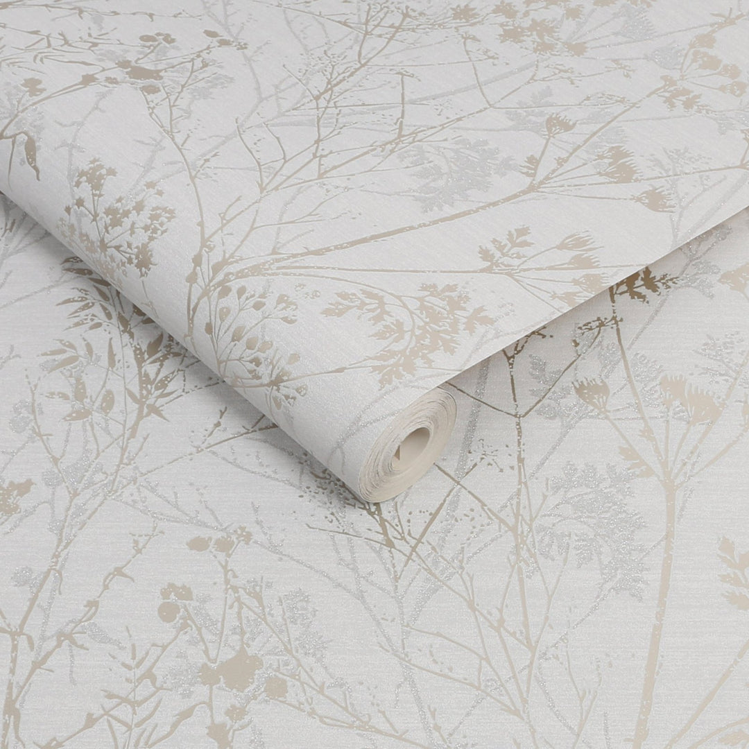 - Hedegrow Grey Pale Gold Wallpaper - 113251 - Decor Warehouse