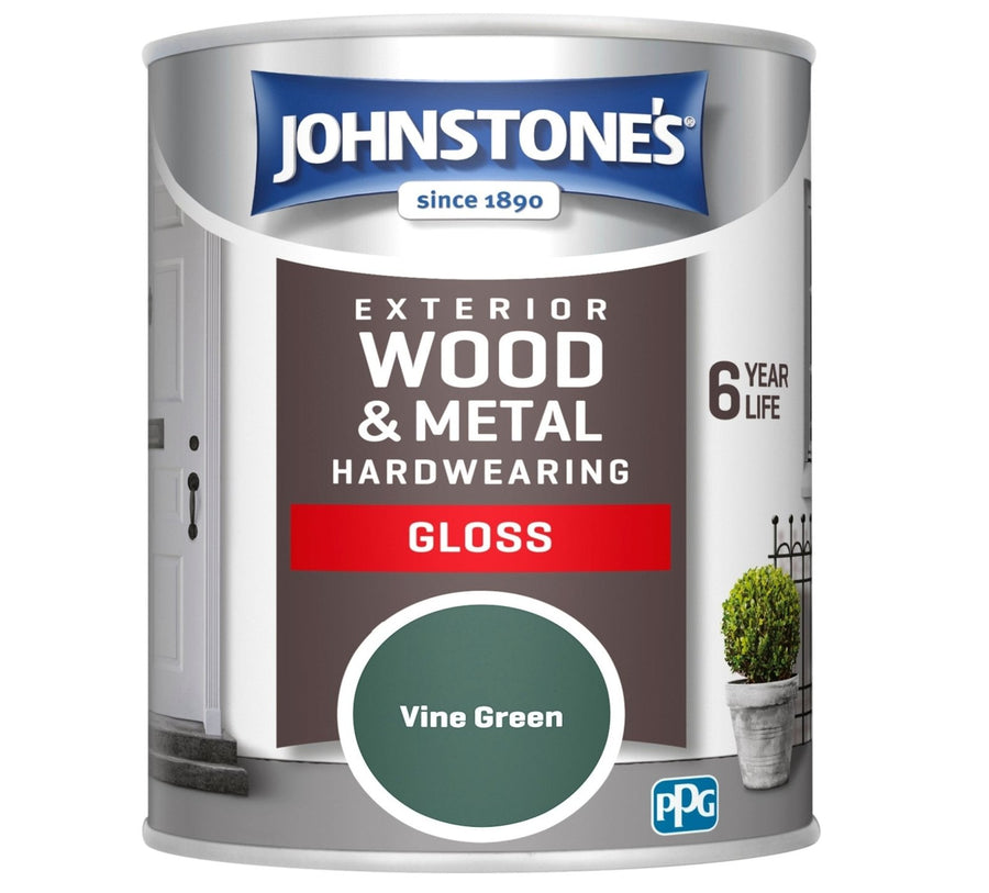 - Johnstone's Exterior Hardwearing Gloss Paint - Vine Green - 750ml - Decor Warehouse