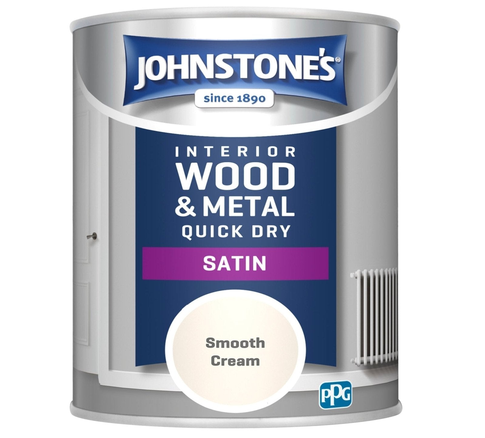- Johnstone's Interior Wood & Metal Quick Dry Satin Paint - Smooth Cream - 750ml - 11185163 - Decor Warehouse
