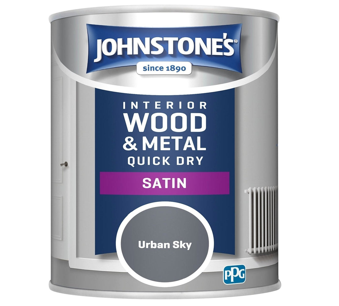 - Johnstone's Interior Wood & Metal Quick Dry Satin Paint - Urban Sky - 750ml - 11068742 - Decor Warehouse