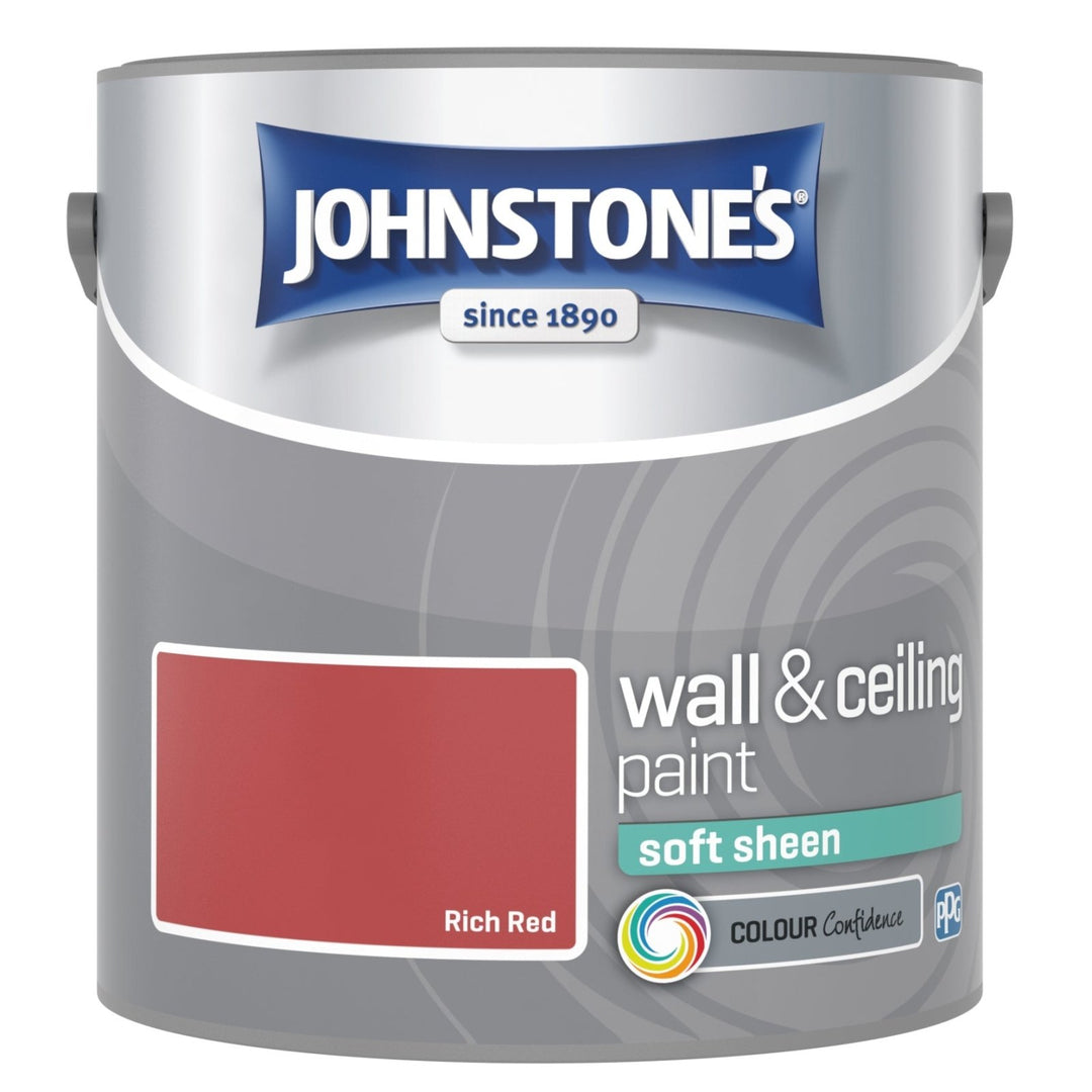 - Johnstone's Wall and Ceiling Soft Sheen Paint - Rich Red - 2.5L - 11126645 - Decor Warehouse