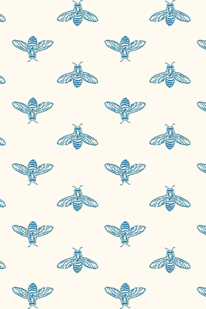 118545-Graham & Brown-Joules - Block Print Bee Blue Haze Wallpaper-Decor Warehouse