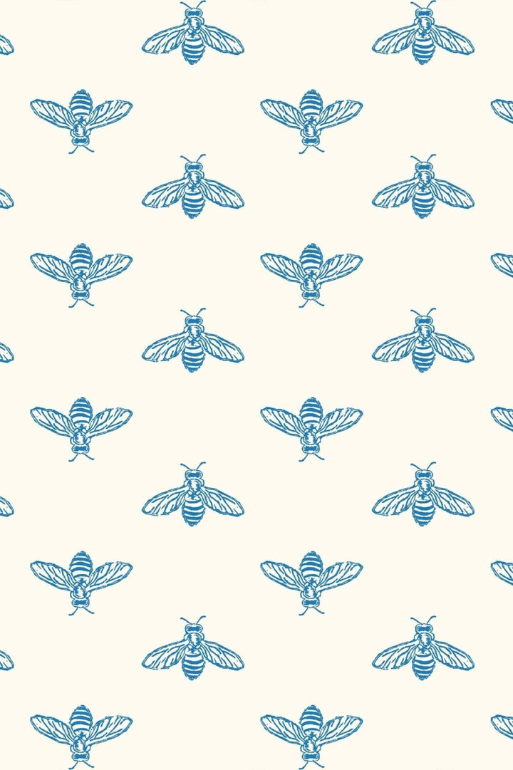 - Joules Block Print Bee Blue Haze Wallpaper - 118545 - Decor Warehouse