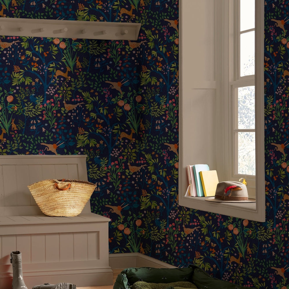 - Joules Enchanted Woodland Navy wallpaper - 120872 - Decor Warehouse