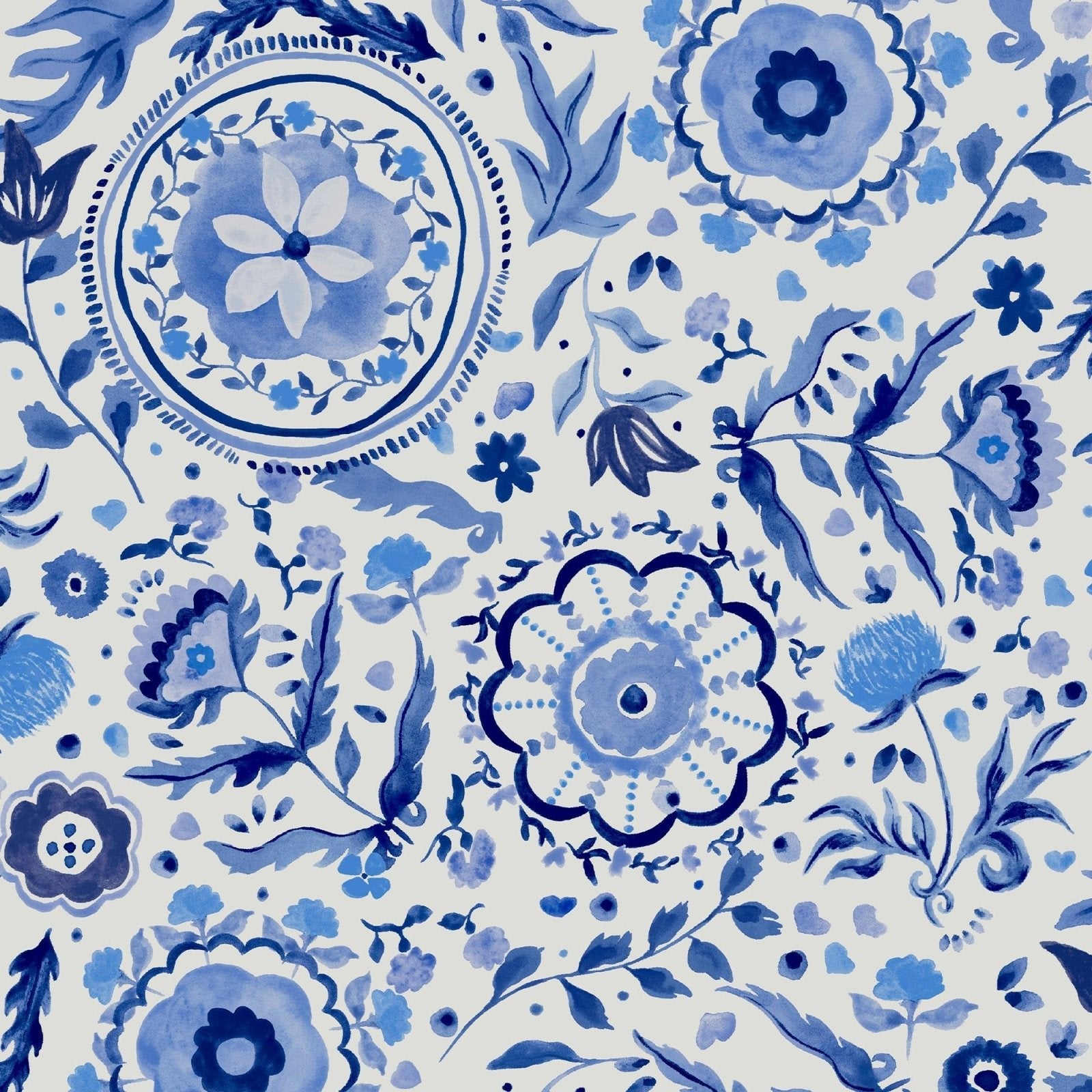 - Joules Festival Flowers Blue Wallpaper - 120881 - Decor Warehouse