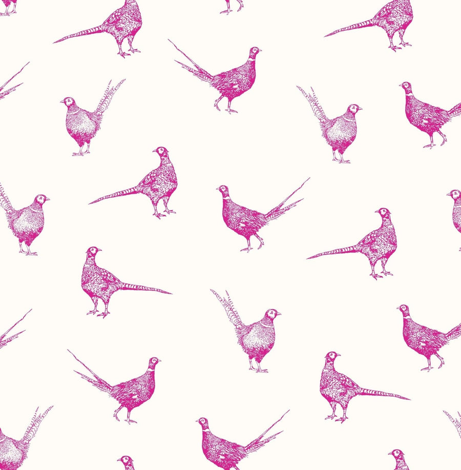 - Joules Flirty Pheasants Truly Pink Wallpaper - 118551 - Decor Warehouse