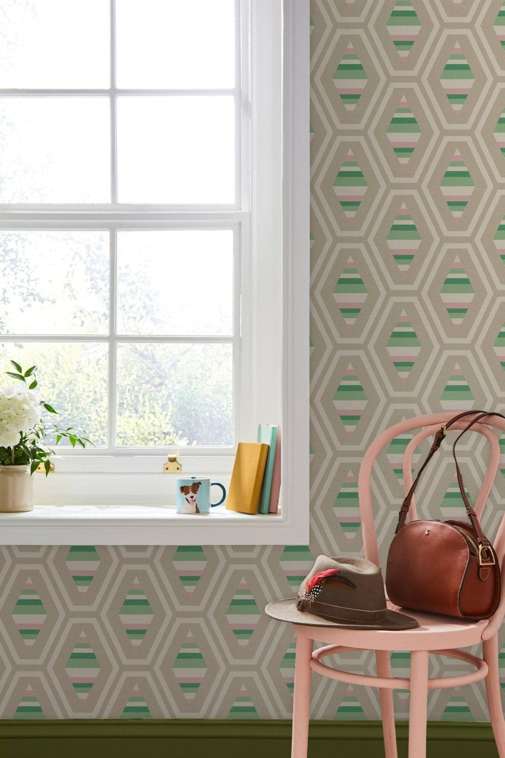 - Joules Hallaton Kilim Garden Greens Wallpaper - 118581 - Decor Warehouse
