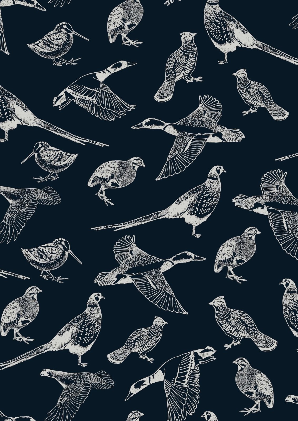 - Joules Hunting Birds French Navy Wallpaper - 118555 - Decor Warehouse