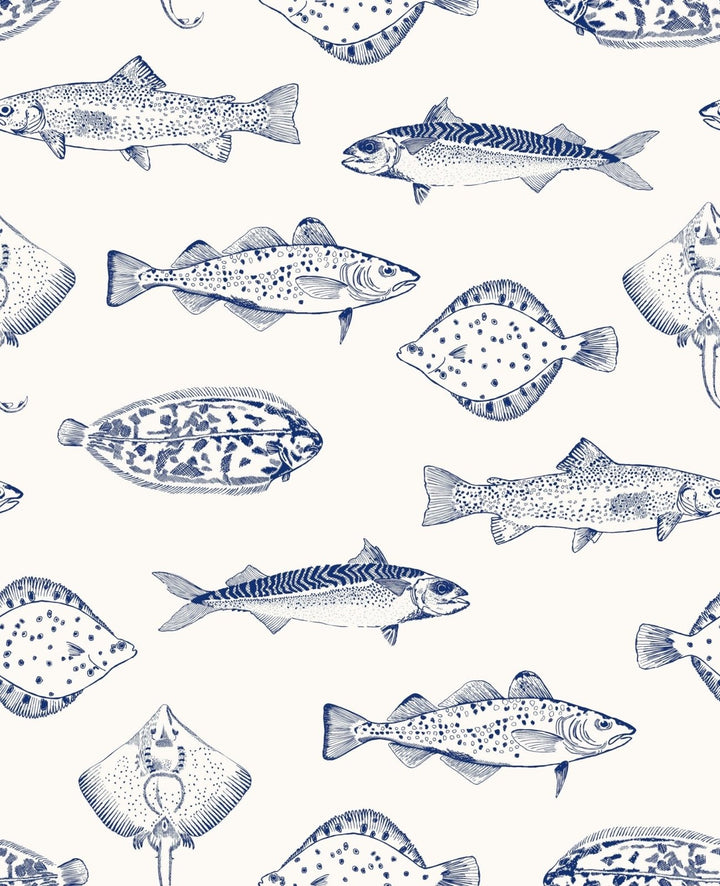 - Joules Name the Plaice Coast Blue Wallpaper - 118554 - Decor Warehouse