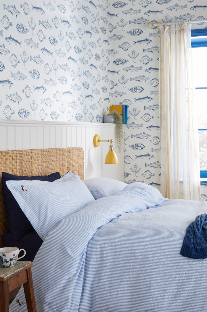 - Joules Name the Plaice Coast Blue Wallpaper - 118554 - Decor Warehouse