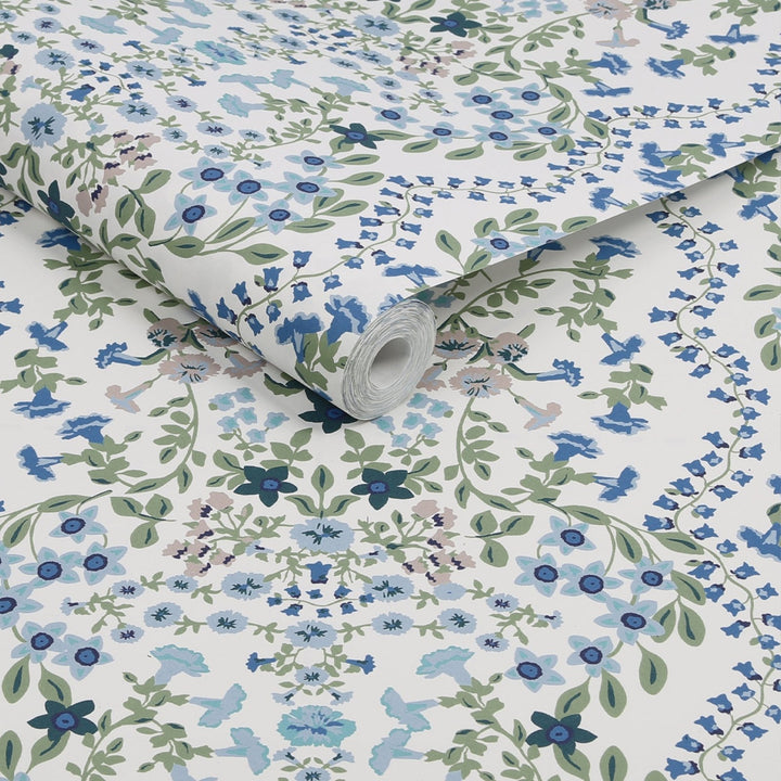 120883-Graham & Brown-Joules - Symmetrical Trellis Ditsy Creme Wallpaper-Decor Warehouse