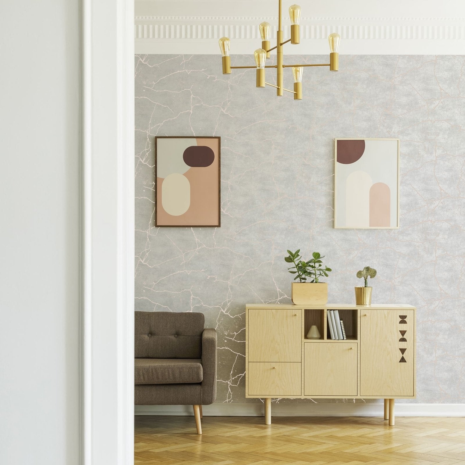 - Kintsugi Rose Gold Textured Wallpaper - 104870 - Decor Warehouse