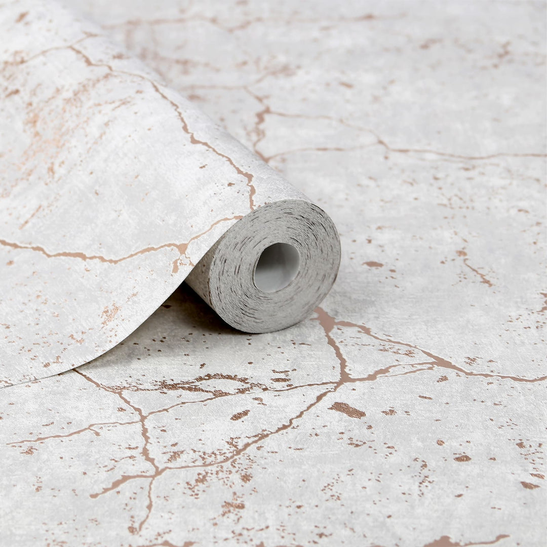 - Kintsugi Rose Gold Textured Wallpaper - 104870 - Decor Warehouse