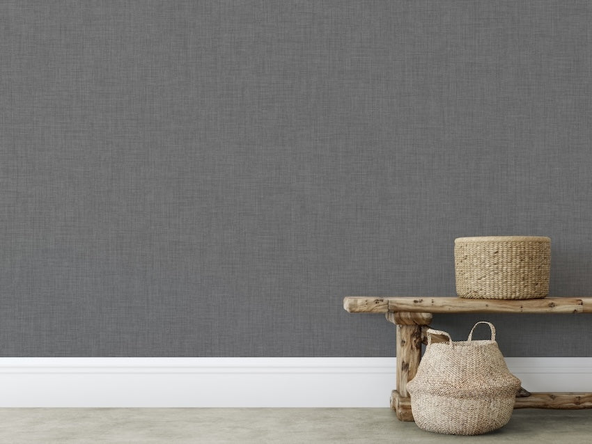 - Muriva Cambric Charcoal Textured Wallpaper - 196306 - Decor Warehouse