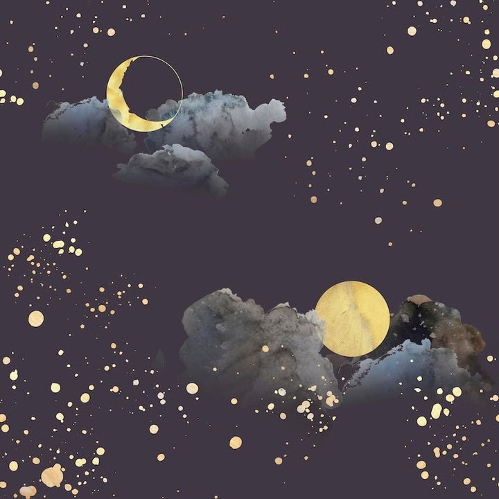 - Muriva Night Sky Blue & Gold Wallpaper - 200502 - Decor Warehouse
