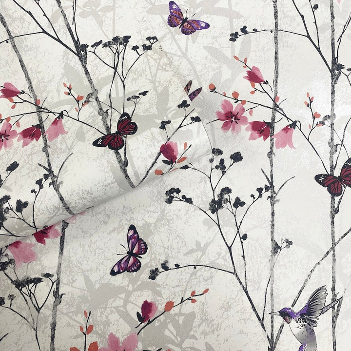 - Muriva Novelties Eden Pink Wallpaper - 102550 - Decor Warehouse