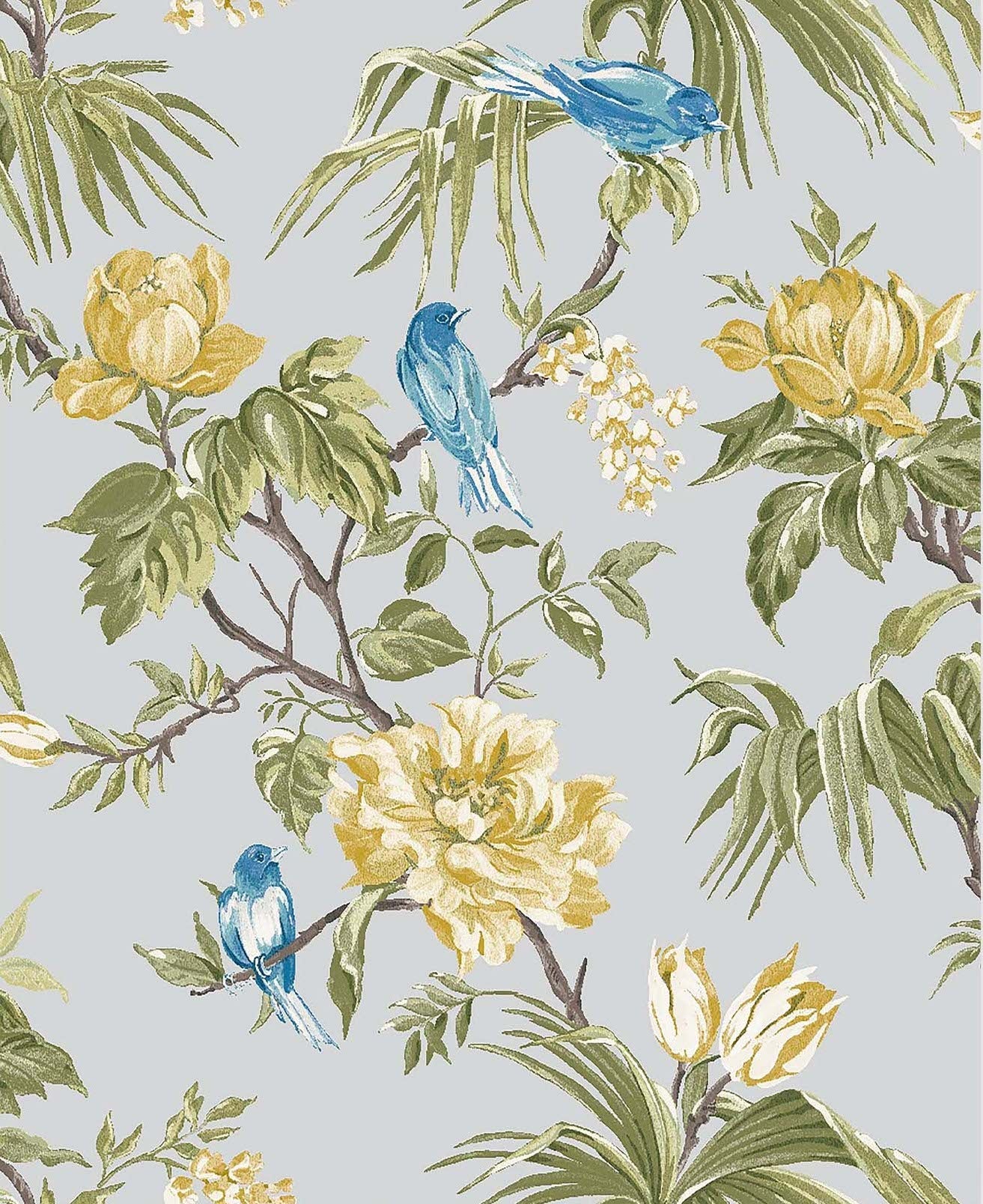 118257-Graham & Brown-Next - Birds & Blooms Grey Wallpaper-Decor Warehouse