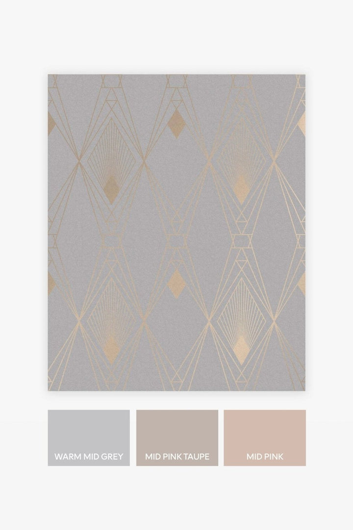 118314-Graham & Brown-Next - Deco Geometric Grey Wallpaper-Decor Warehouse