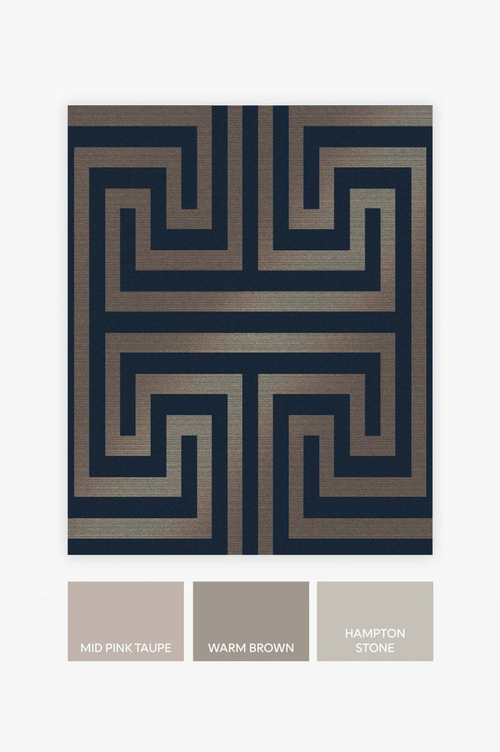 118286-Graham & Brown-Next - Metallic Greek Key Navy Wallpaper-Decor Warehouse