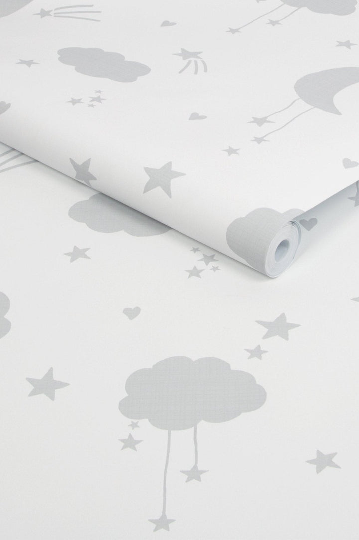 118332-Graham & Brown-Next - Moon and Stars Grey Wallpaper-Decor Warehouse