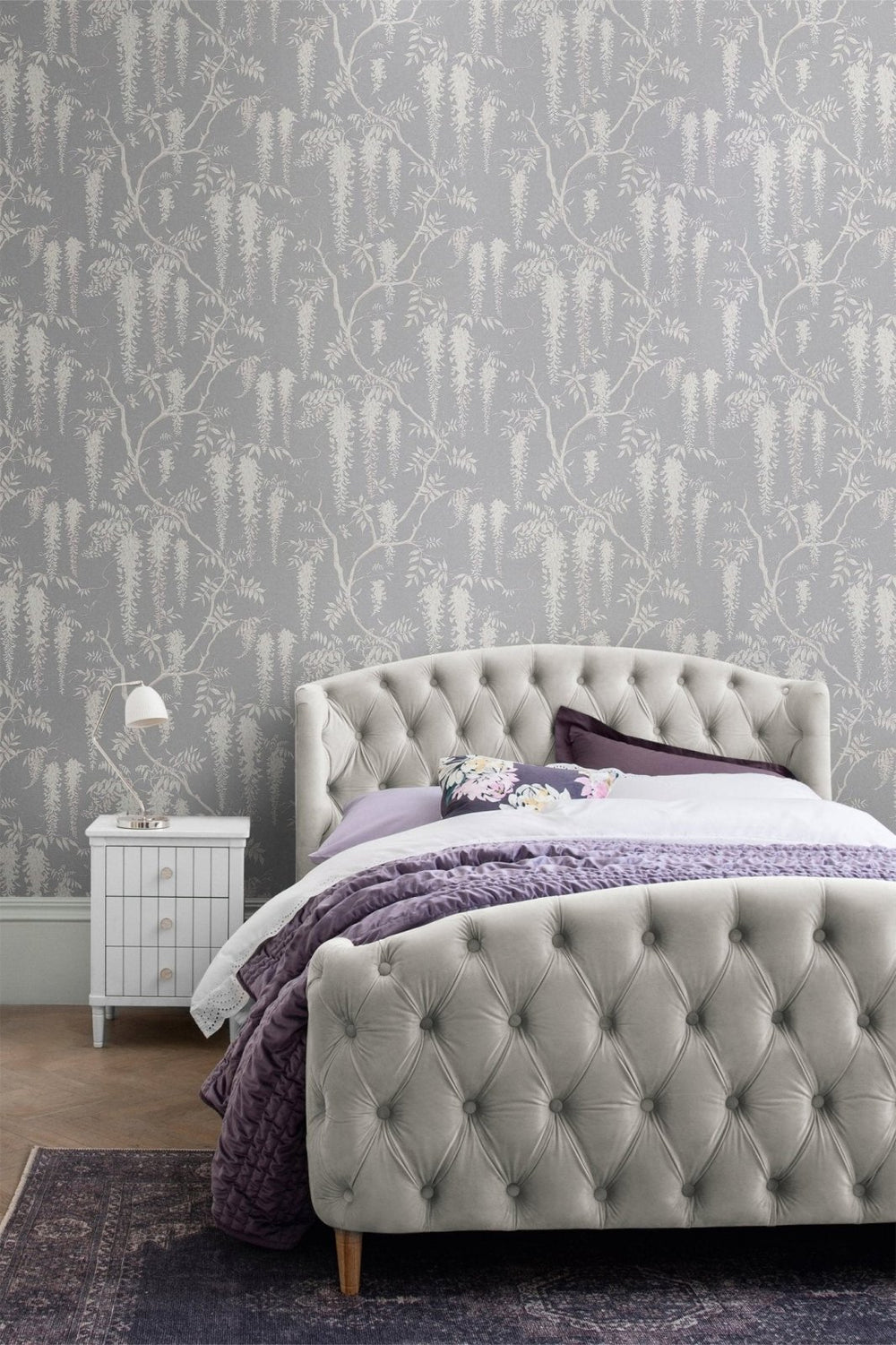 118252-Graham & Brown-Next - Wisteria Trails Grey Wallpaper-Decor Warehouse