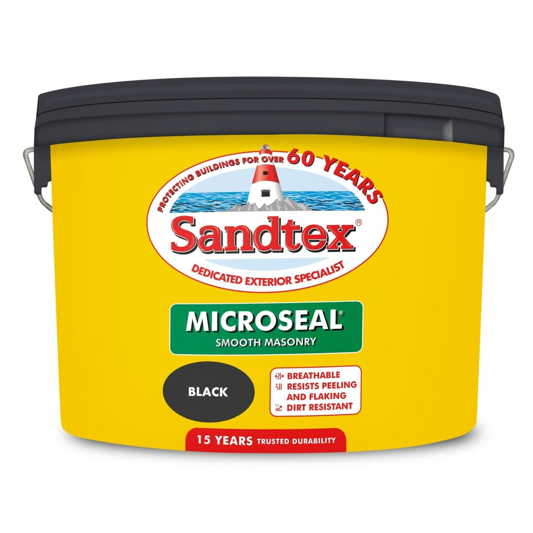 -Sandtex-Sandtex Microseal Smooth Masonry Paint- Black 10L-Decor Warehouse