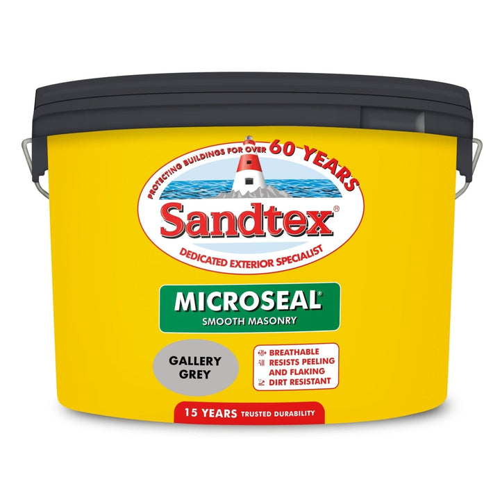 -Sandtex-Sandtex Microseal Smooth Masonry Paint - Gallery Grey 10L-Decor Warehouse