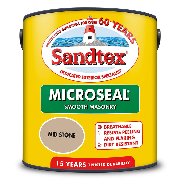-Sandtex-Sandtex Microseal Smooth Masonry Paint - Mid Stone - 2.5L-Decor Warehouse