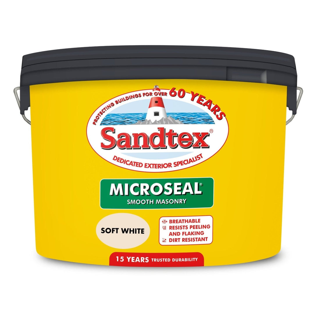 -Sandtex-Sandtex Microseal Smooth Masonry Paint - Soft White 10L-Decor Warehouse
