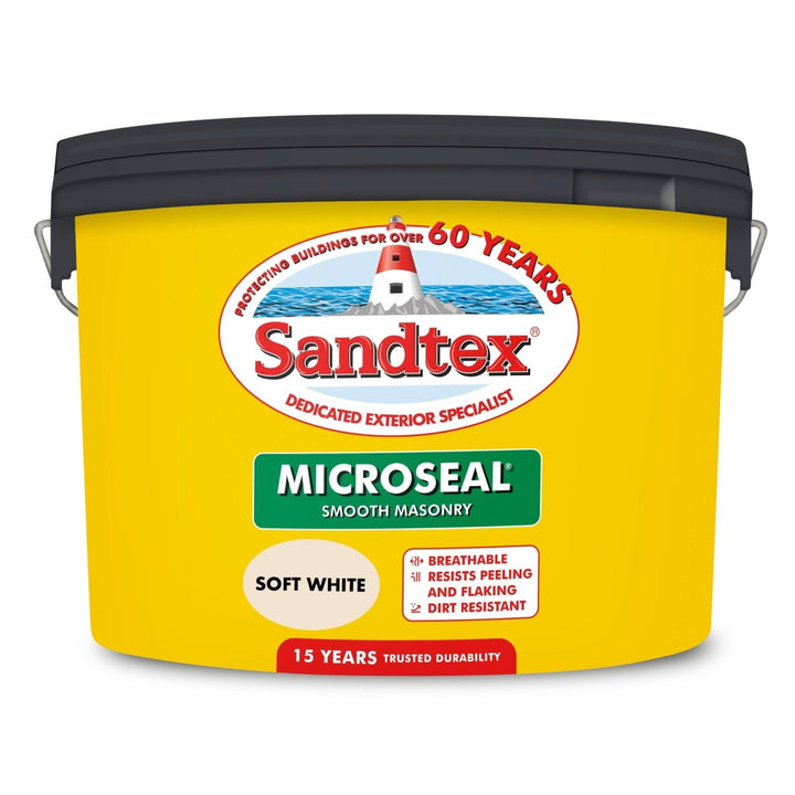 -Sandtex-Sandtex Microseal Smooth Masonry Paint - Soft White 10L-Decor Warehouse