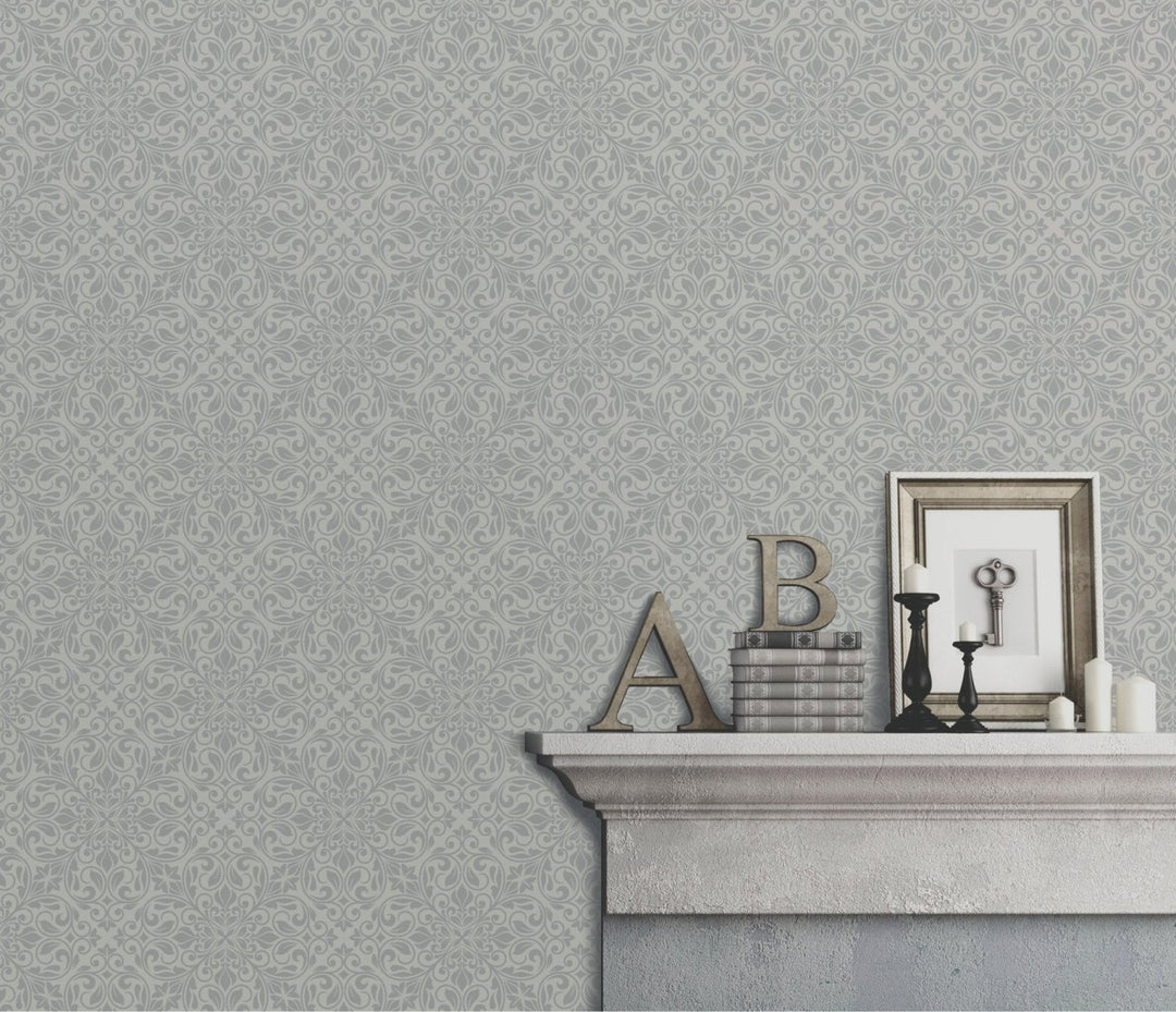 2456-Debona-Sofia - Giltter Silver Damask Wallpaper-Decor Warehouse