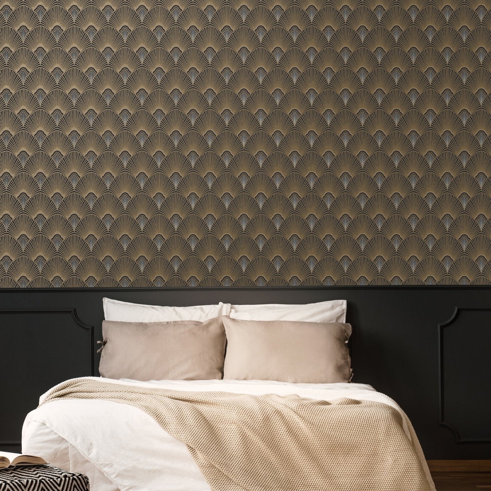121151-Graham & Brown-Sublime - Art Deco Black & Gold Wallpaper-Decor Warehouse
