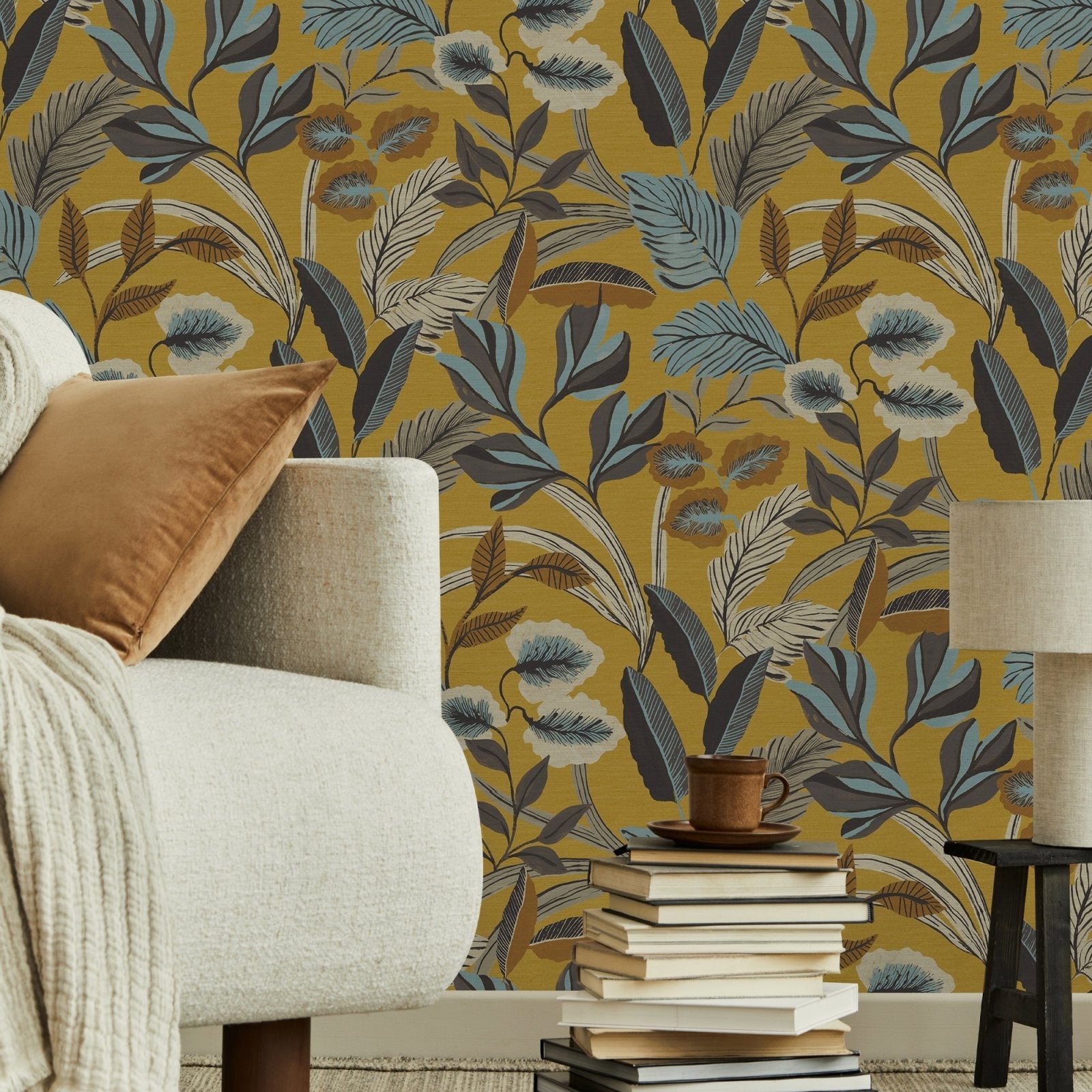 121157-Graham & Brown-Sublime - Paradise Art Ochre Wallpaper-Decor Warehouse
