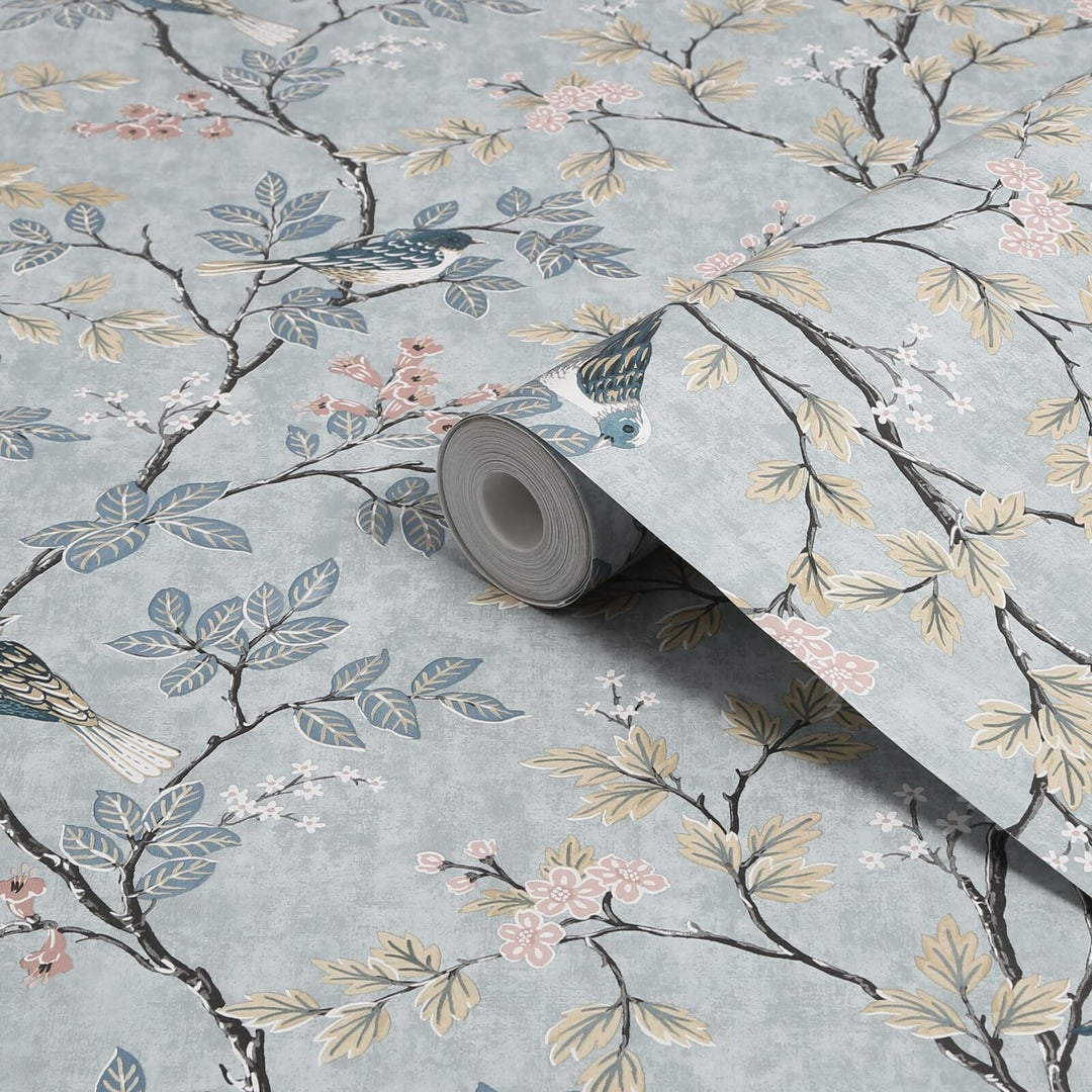 118685-Graham & Brown-Superfresco Birds of a Feather Denim Wallpaper-Decor Warehouse