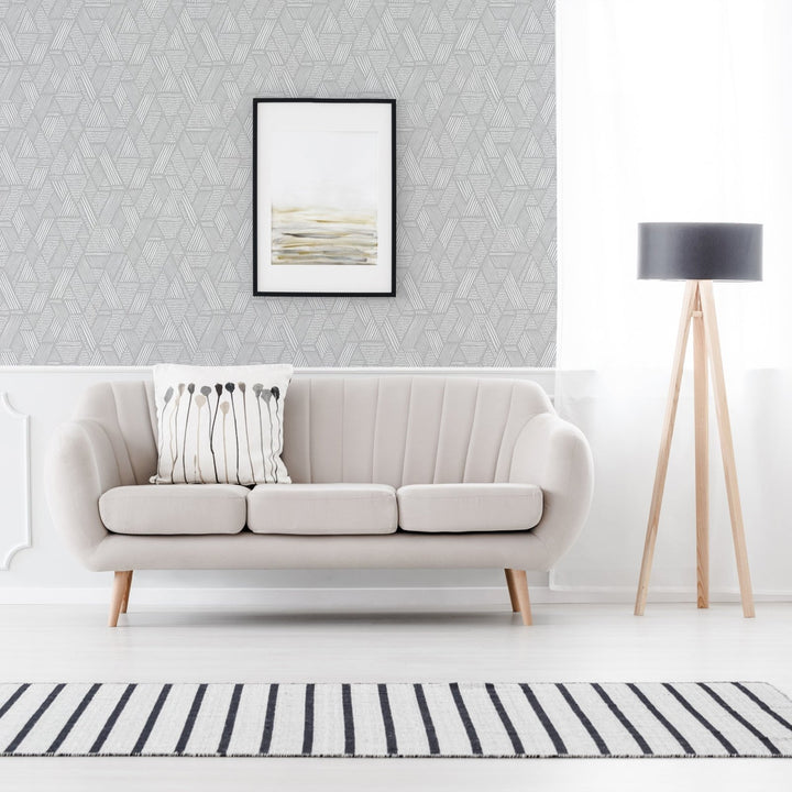 117721-Graham & Brown-Superfresco - Ethnic Grey & White Stitch Wallpaper-Decor Warehouse