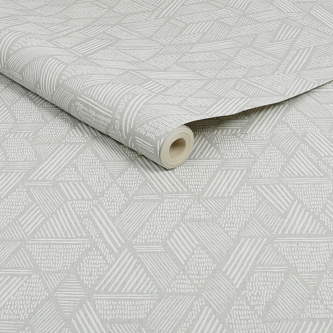117721-Graham & Brown-Superfresco - Ethnic Grey & White Stitch Wallpaper-Decor Warehouse