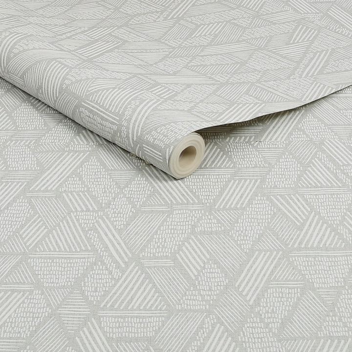 117721-Graham & Brown-Superfresco - Ethnic Grey & White Stitch Wallpaper-Decor Warehouse