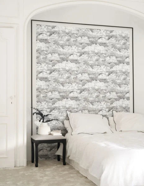 - Voyage Onirique - Songe Noir Gravure Cloud Wallpaper - ONIR87279907 - Decor Warehouse