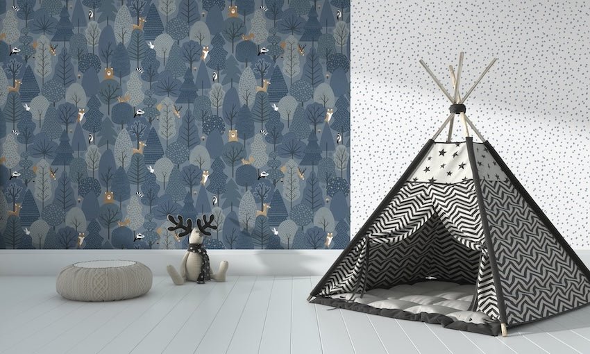 - Wild Wood Navy Blue Wallpaper - M51601 - Decor Warehouse
