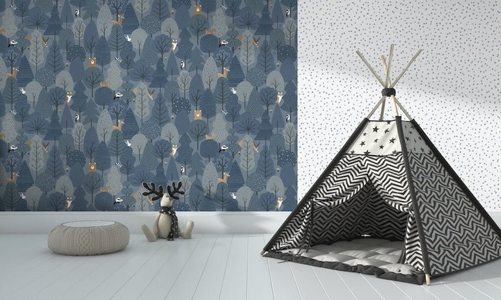 - Wild Wood Navy Blue Wallpaper - M51601 - Decor Warehouse