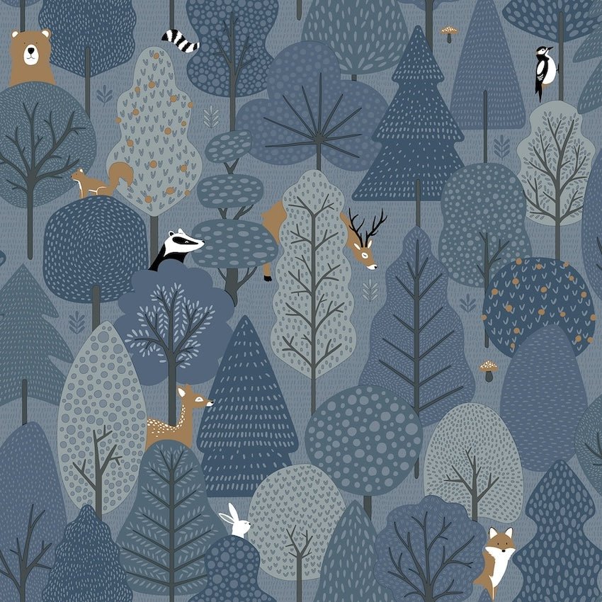 - Wild Wood Navy Blue Wallpaper - M51601 - Decor Warehouse